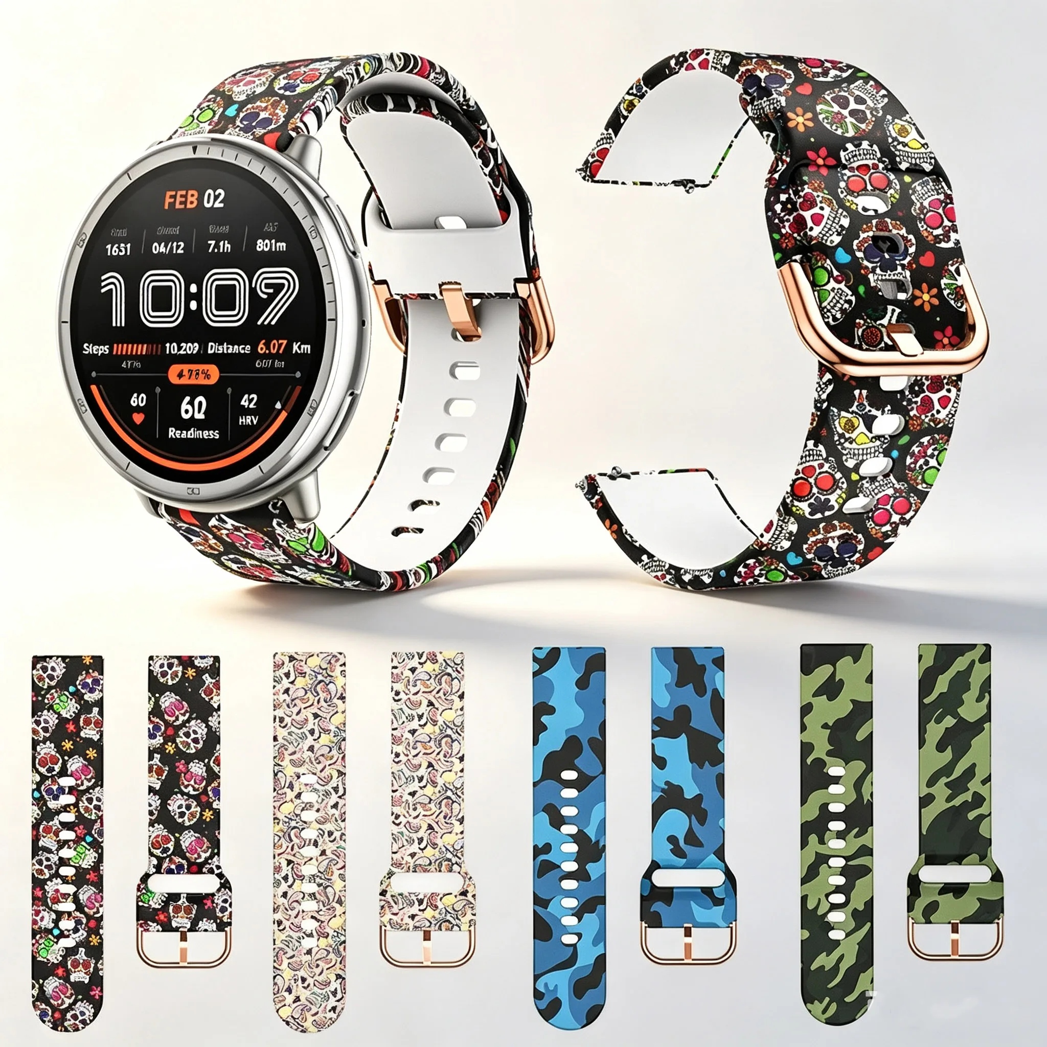 Printing Silicone Strap For Amazfit Active 2 Band Smartwatch Accessories Bracelet Correa Amazfit Active 3 Premium Watchband