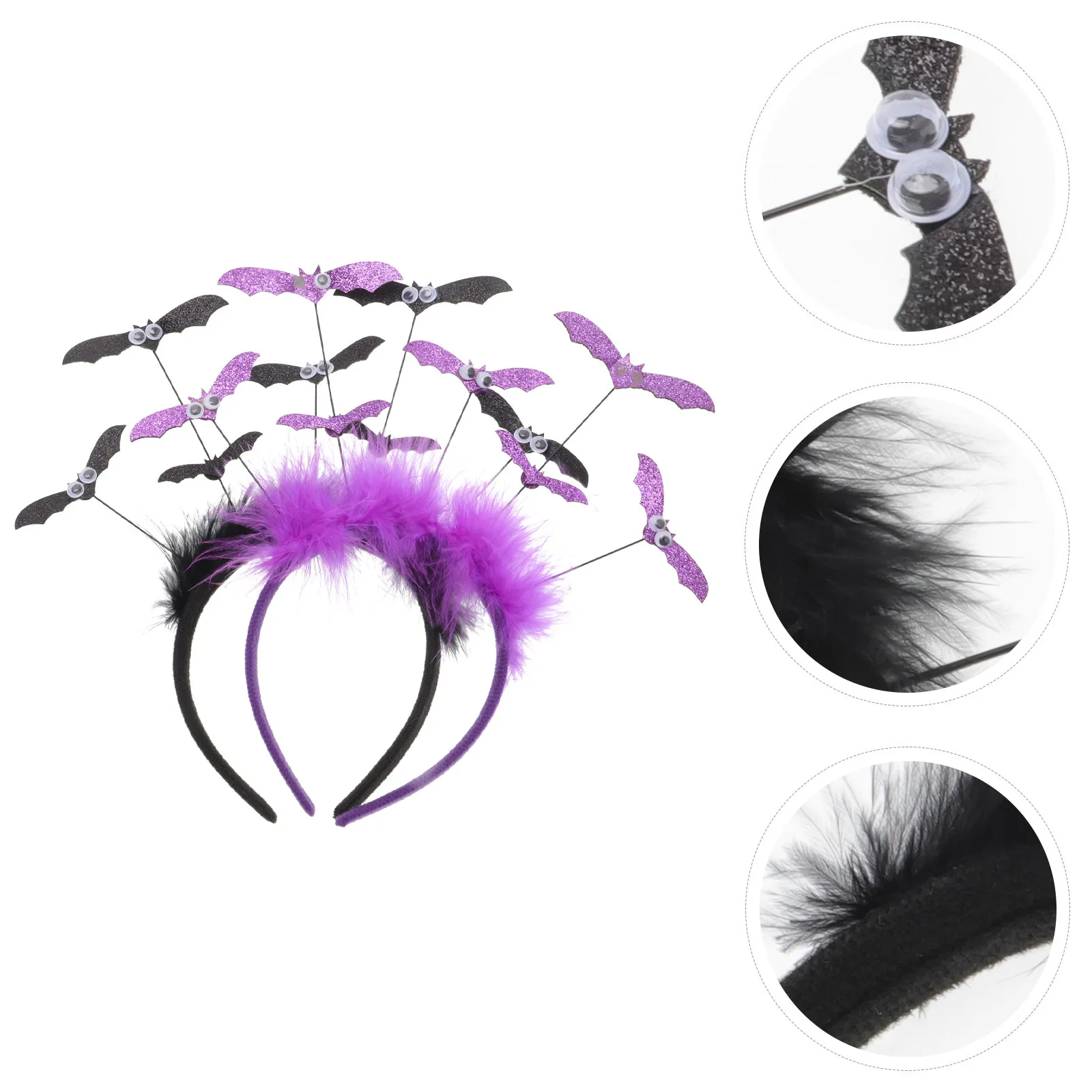 2Pcs Halloween Bat Headband Adult Kids Size Comfortable Premium Material Bat Hairband for Party Cosplay Festival Christmas Hair