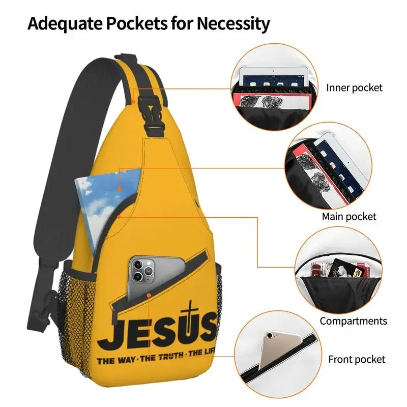 Cross Shoulder Sling Bag, Cross Body Peito Mochila, Crossbody Daypack, Jesus Cristo O Caminho Da Inundação A Vida, Religião