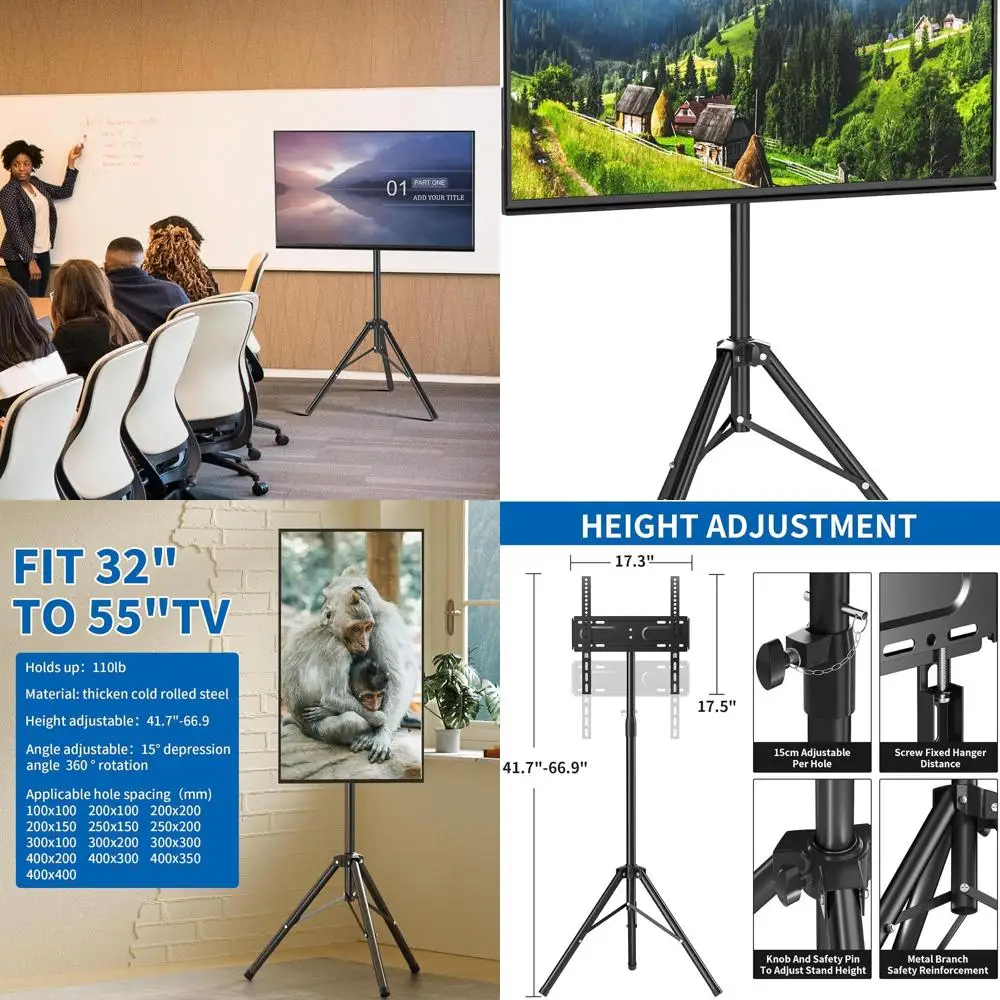 حامل ثلاثي القوائم للتلفزيون المحمول مع حامل أرضي لشاشة LCD LED المسطحة مقاس 32 إلى 55 بوصة #1