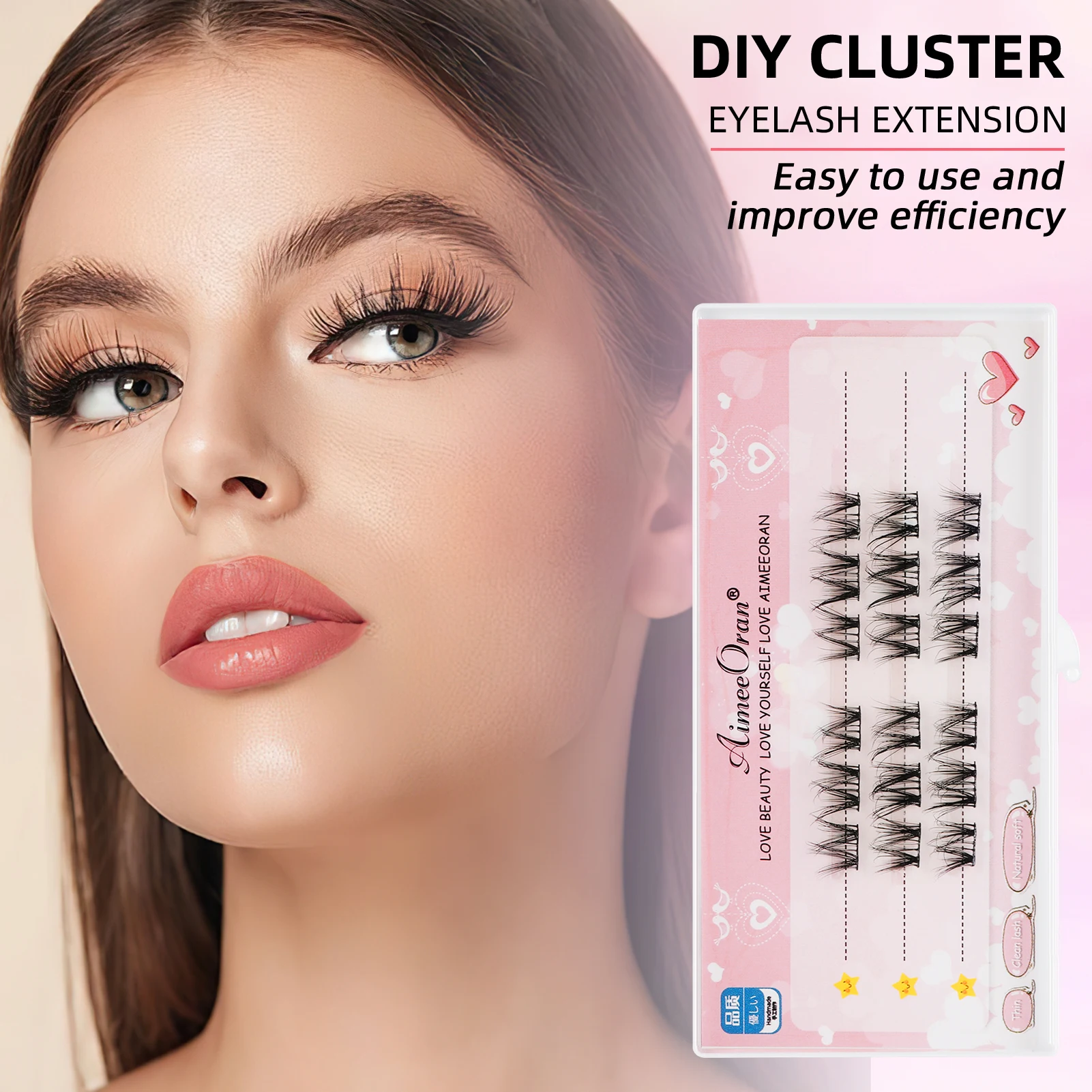 Ultra-Light Reusable Strip Lashes Black Eyelash Cluster Extensions Perfect for Girls Night Out Eye Makeup