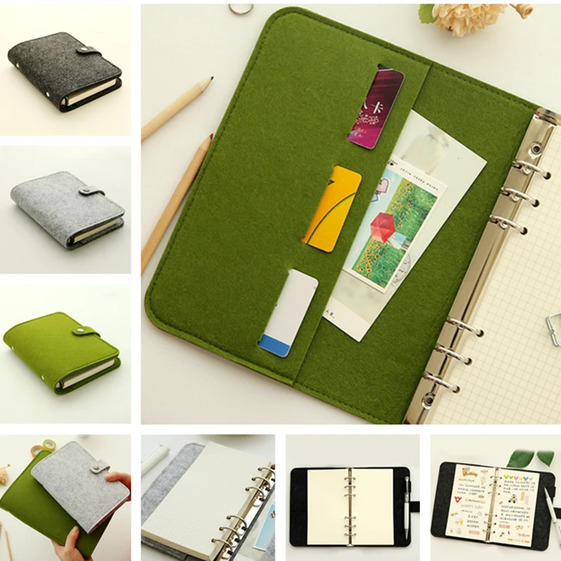 New A5 A6 Felt Shell Notebook Cloth Fabric Notebook Ring Binder Diary Notebook Paper Holder Portable Diary Stationery Gift