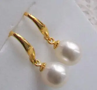 free shipping Wholesale price a charimg pair of 12-13mm baroque white pearl earring 925r