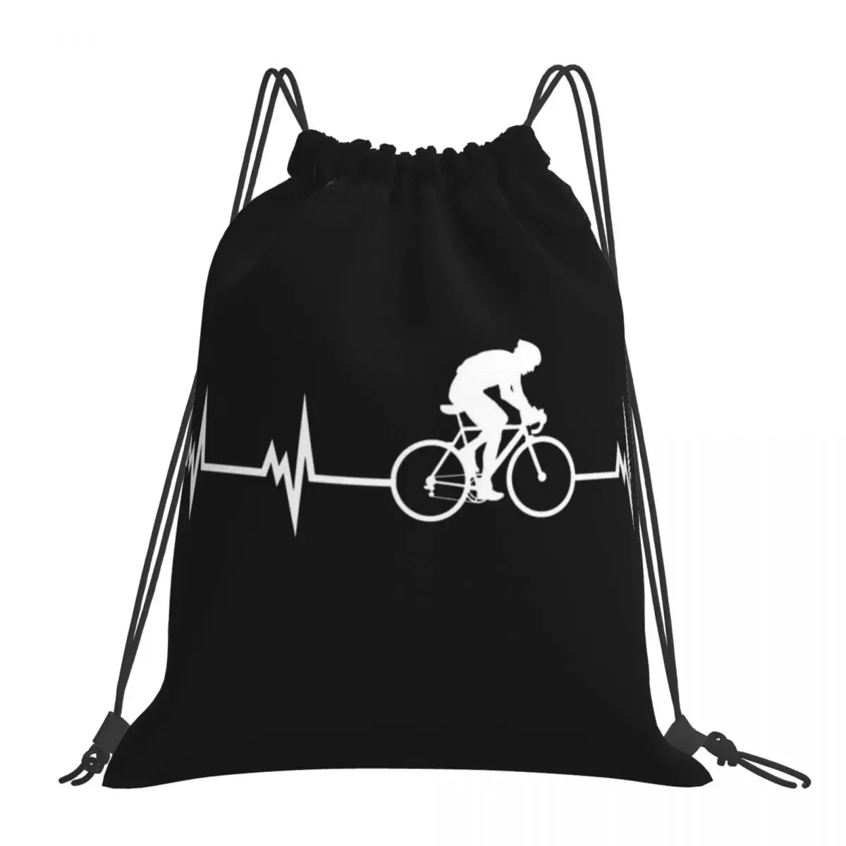 Cycling Heartbeat Backpacks Fashion Portable Drawstring Bags Drawstring Bundle Pocket Sports Bag BookBag For Travel Students