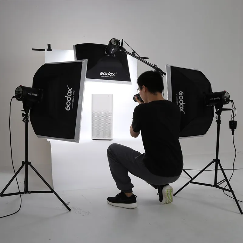 Godox E250 Strobe Studio Flash Light Kit 750W  Photographic Lighting - Strobes, Light Stands, Triggers, Soft Box,Boom Arm