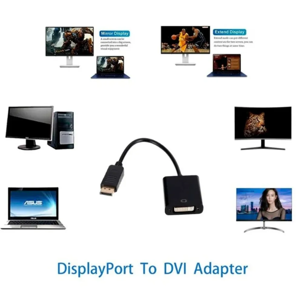 HD 1080P Display Port DP to DVI Adapter DisplayPort to DVI Cable Adapter Converter Male to Female For Monitor Projector Displays