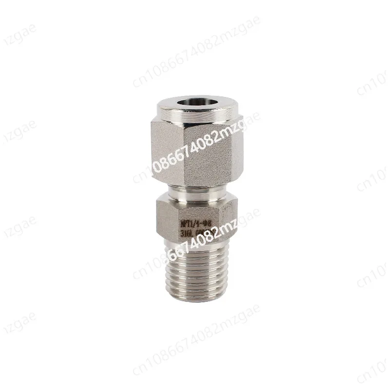 

304 stainless steel ferrule type end point connector, external thread ferrule connector, double card steel through connector