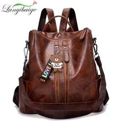 Mochila Vintage de cuero suave para mujer, mochilas escolares de moda para adolescentes y niñas, mochila escolar de alta calidad, mochilas de viaje para mujer