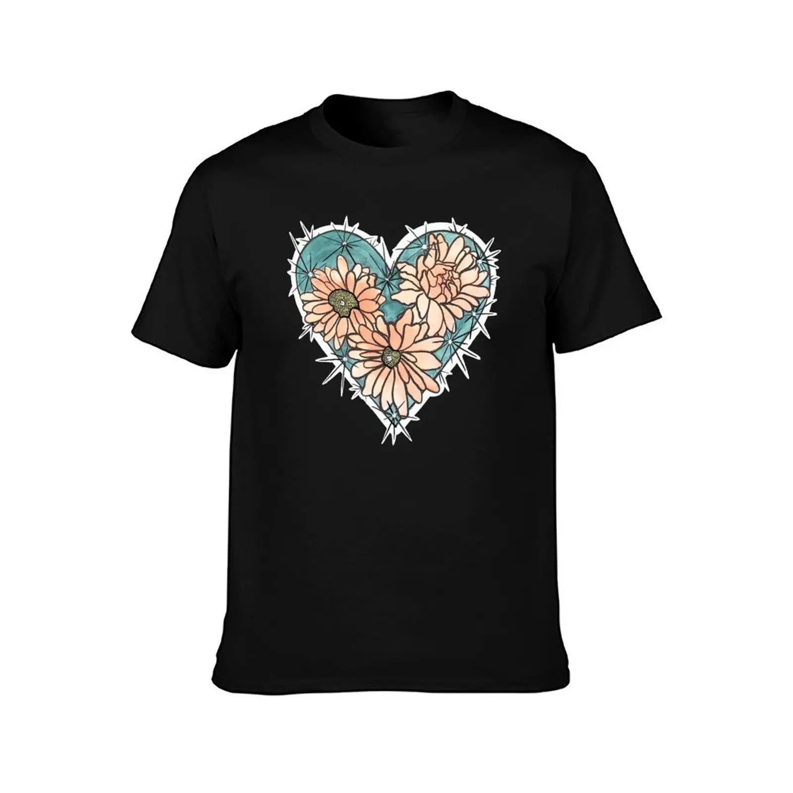 Prickly Blossom T-Shirt Summer Casual Cotton Tee Oversized Streetwear Tops Vintage Graphic Print Loose Fit Short Sleeve