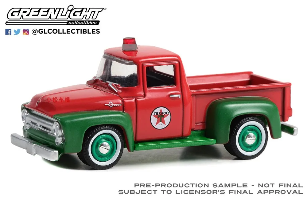 

Зеленый свет 1:64 1954. Ford F-100 — красный и зеленый — Texaco празднует модель из сплава на 120-летие.