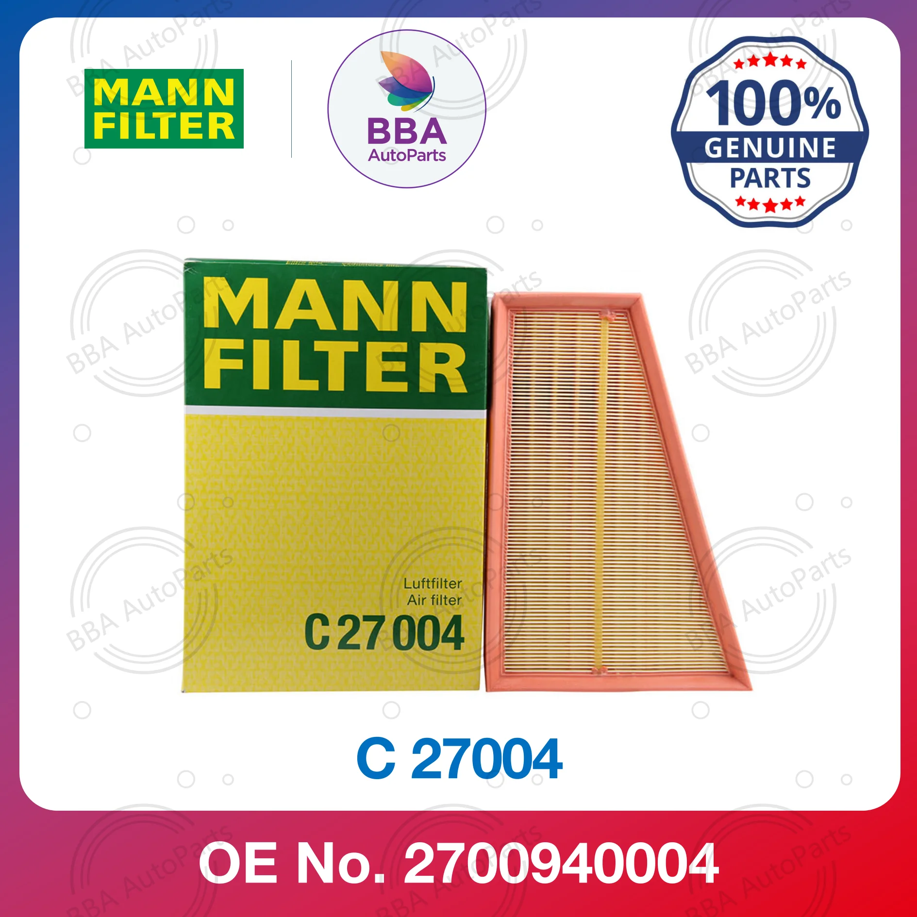 

Mann C27004 air filter for Benz GLA200 A180 A200 A260 B180 B200 CLA260 with OE 2700940004
