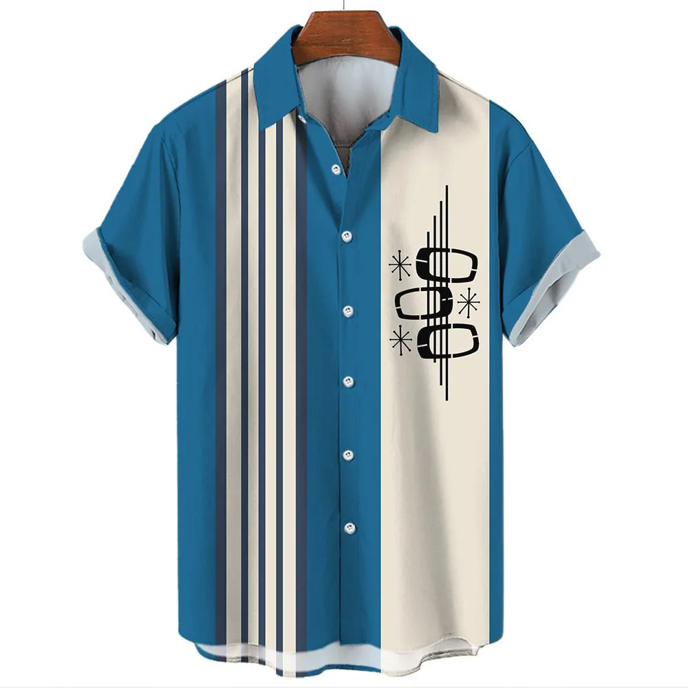 Chemise de plage hawaïenne imprimée araignée pour hommes, bouton décontracté, haut à manches courtes, melon al, rayure 3D, extérieur, Y-3XL, nouveau