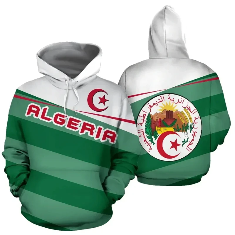 Algeria Flag Hoodie For Men Autumn Fashion Y2k African Region Men's 3D Printed Casual Oversized Hoodie Mens Sport Tracksuit Coat