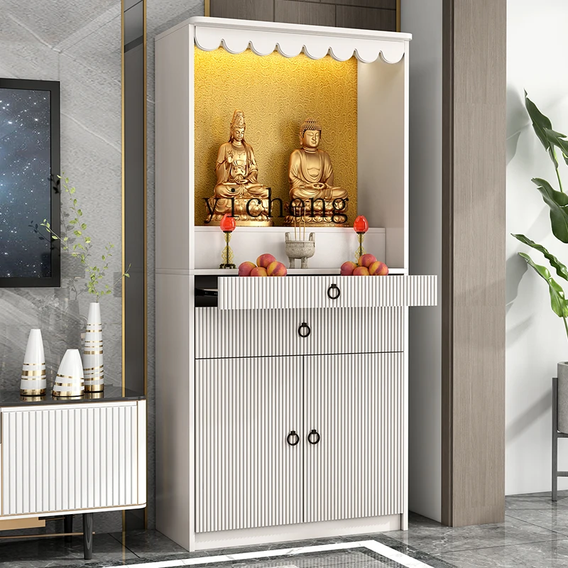 YY Light Luxury Buddha Niche New Chinese Solid Wood Buddha Cabinet Altar Altar Cabinet