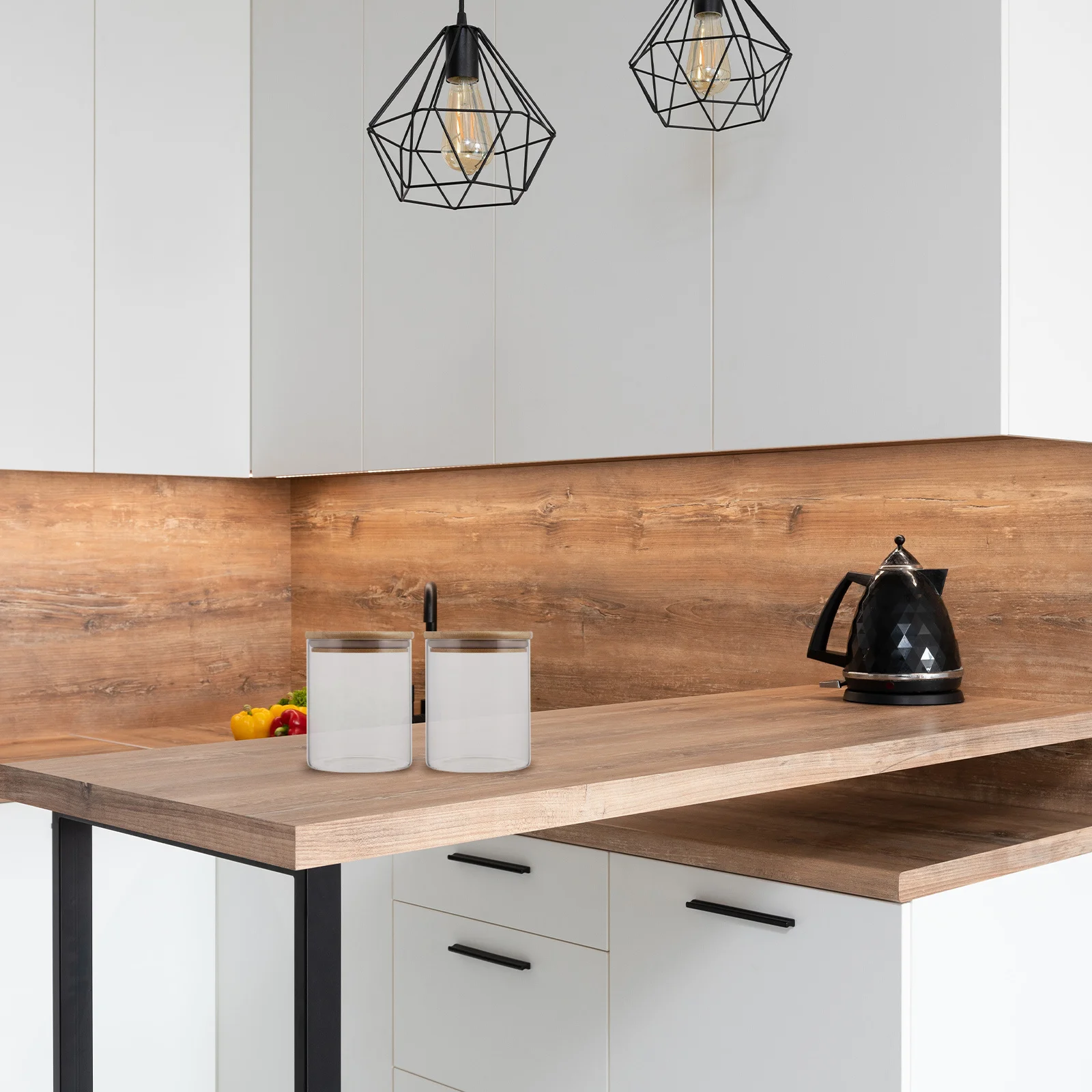 

1Pcs Bamboo Cover Kitchen Glass Jar Transparent Food Storage Container Sealing Airtight Multipurpose 800ml Sealing Jar