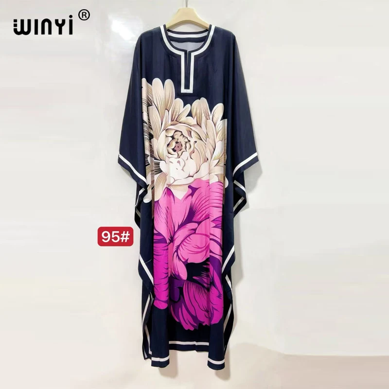 

WINYI high quality muslim's dresses for woman maxi dress Floral Print Kaftan abaya dubai luxury summer Bohemian party dress
