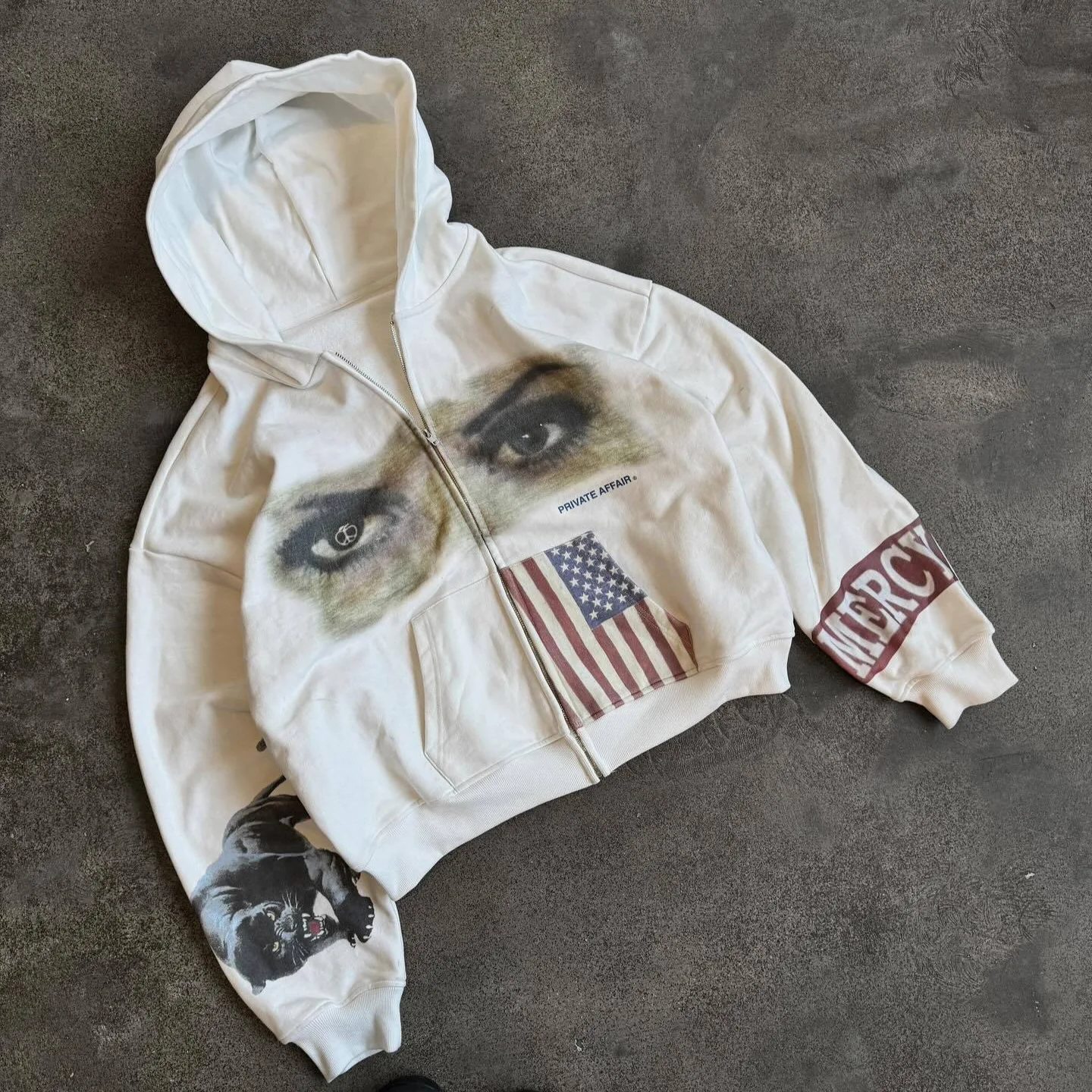 Otoño Invierno americano INS arte retrato impresión calle Hip Hop Punk manga larga suelta cremallera Sudadera con capucha Harajuku Casual mujer abrigo