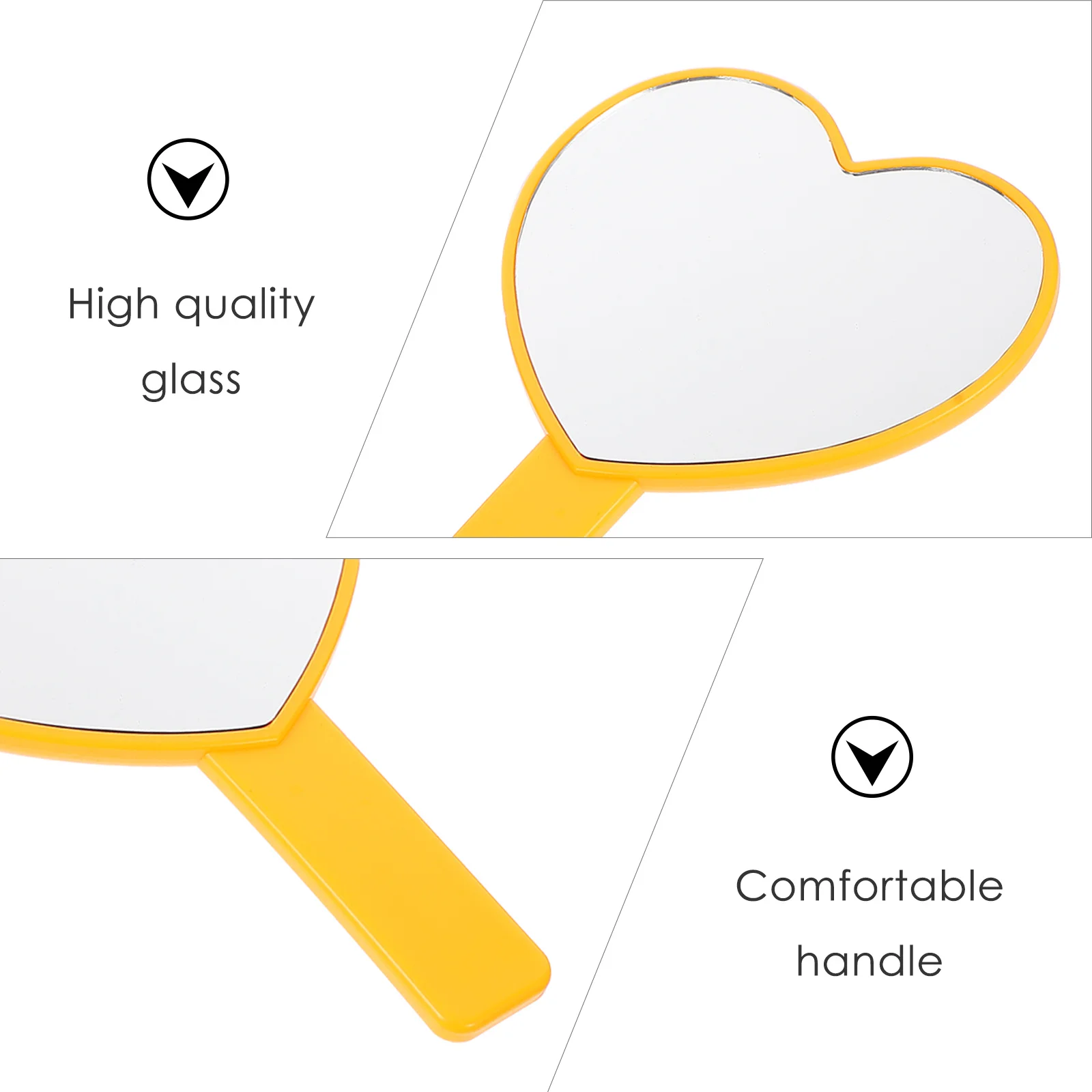 2 Stück tragbarer herzförmiger Handspiegel, langlebig, praktisch für Reisen, Heimgebrauch, Geschenk für Mädchen, Frauen, Studenten, Lehrer