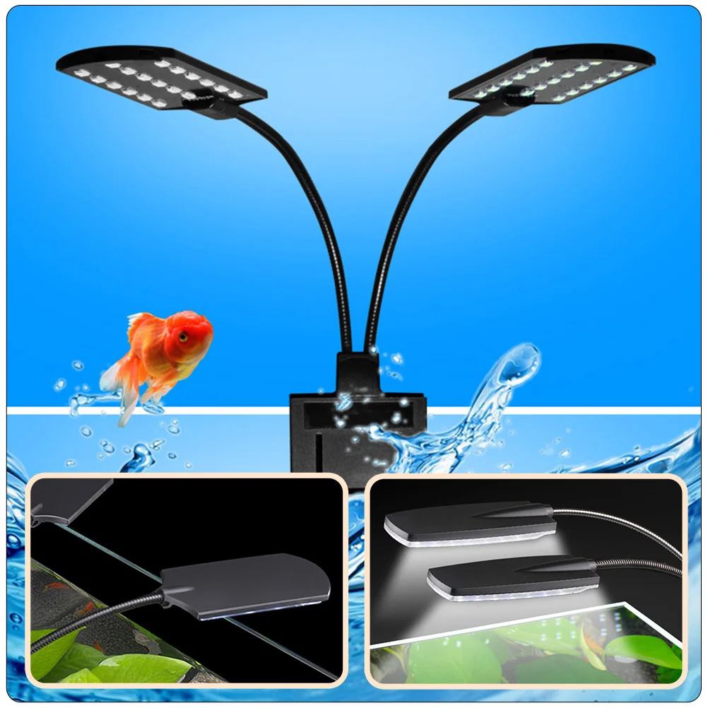 Led Water Plant Light Durable Aquarium Lamp Clip Type Fish Tank Light Double Head Design Easy Install Eu Plug For Thick Glass #4