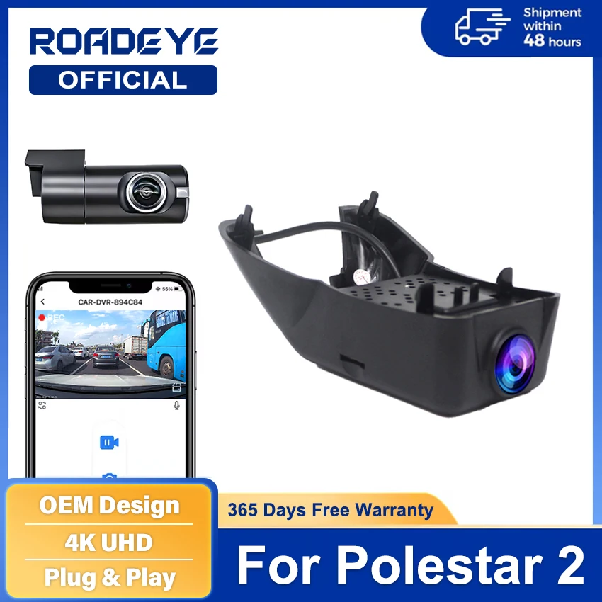Dash Cam 4K UHD Recording Car For Volvo Polestar 2 2021~2024 Camera DVR Night Vision Video Recorder Built-In Wi-Fi APP Monitor