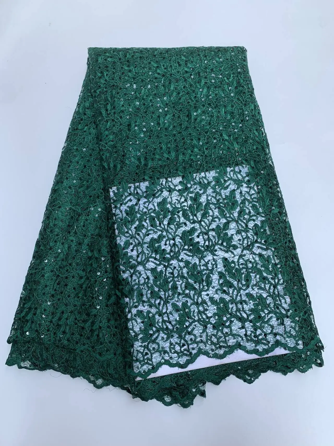 

2026 African Nigerian High Quality Embroidery Lace Fabric Water Soluble Tulle Wedding Party Dress Guipure Sequins 5 Yards TY001