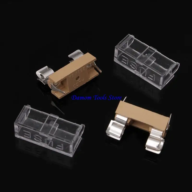 57BE 10 Pcs Glass Holder with Transparent Cover Blocks 5X20mm
