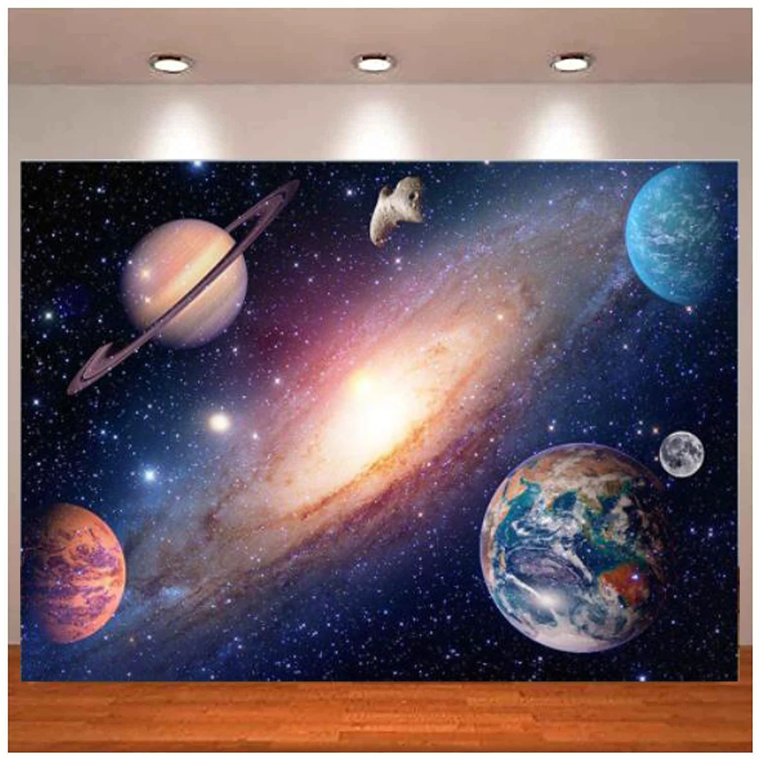 

Photography Backdrop Outer Space Planet Starry Sky Birthday Party Decorations Photo Studio Background Midnight Blue Banner