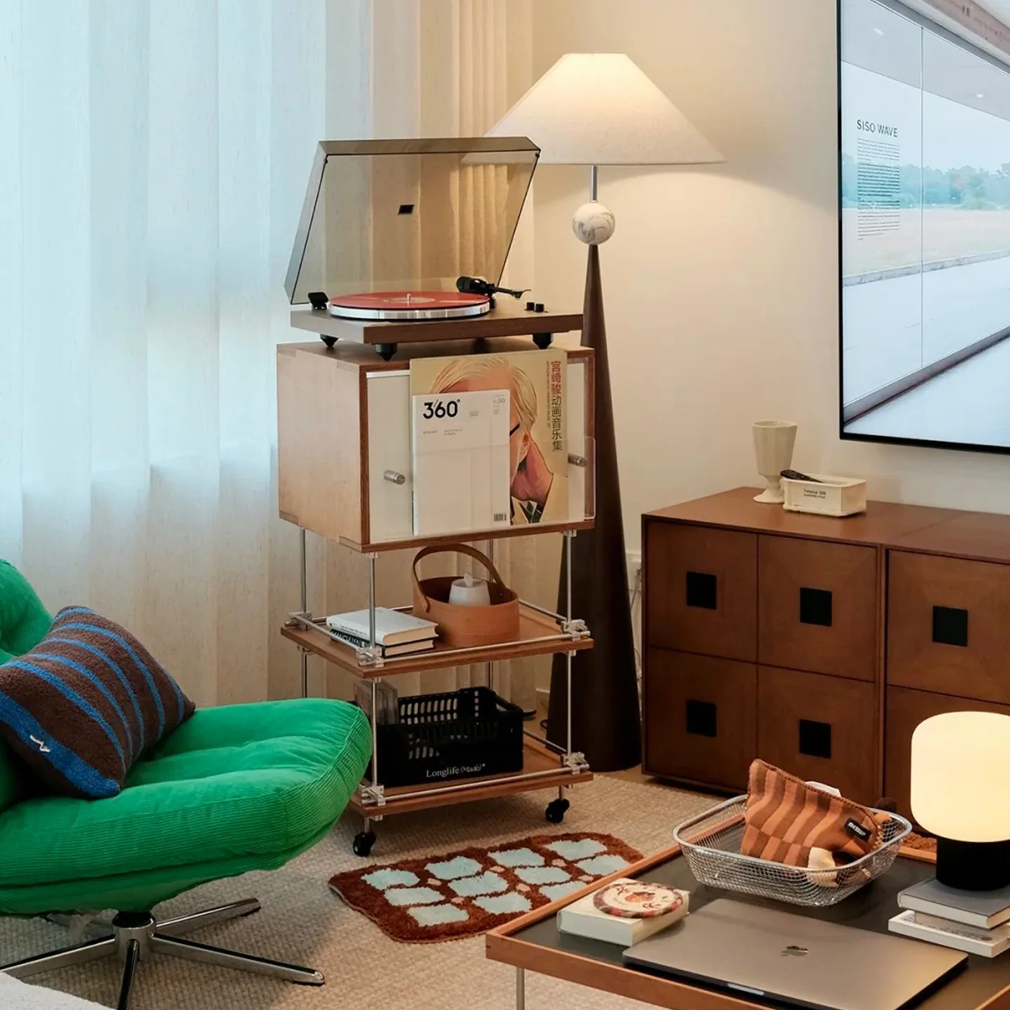 Optical axis marine panel display storage cabinet medieval Japanese rack floor-to-ceiling multi-layer Bauhaus magazine cabinet