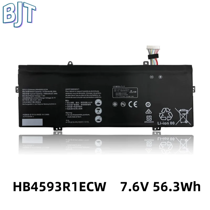 

New 6Cell HB4593R1ECW Laptop Battery 7.6V 56.3Wh 7410mAh for Huawei Matebook X Pro i7 Mach-W29 2019 MACH-W19B KPL-W00 Notebook