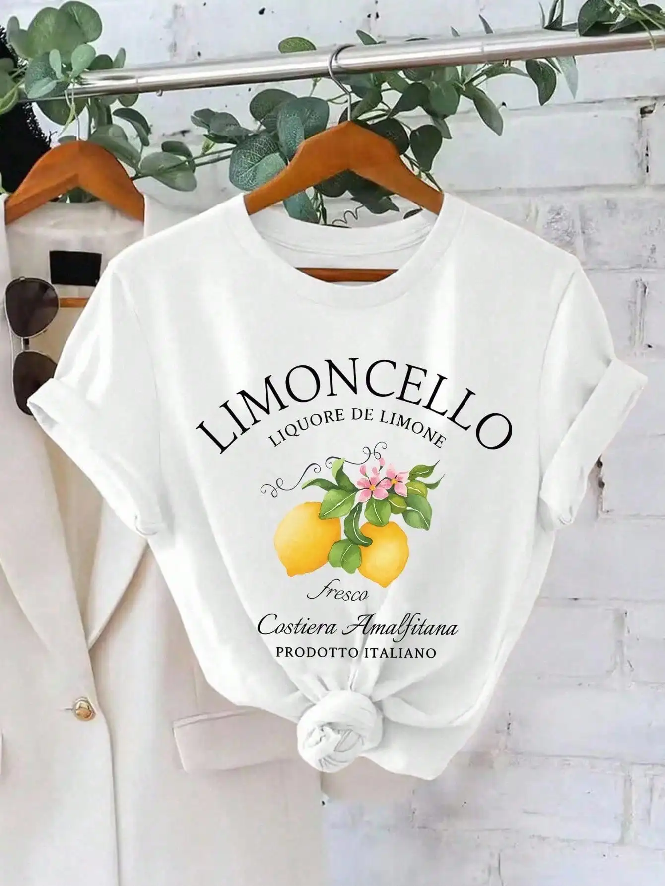 Limoncello Liquore De Limone T-Shirt, Vintage italienisches Zitronen-Print-T-Shirt, gelbes lässiges Kurzarm-Oberteil