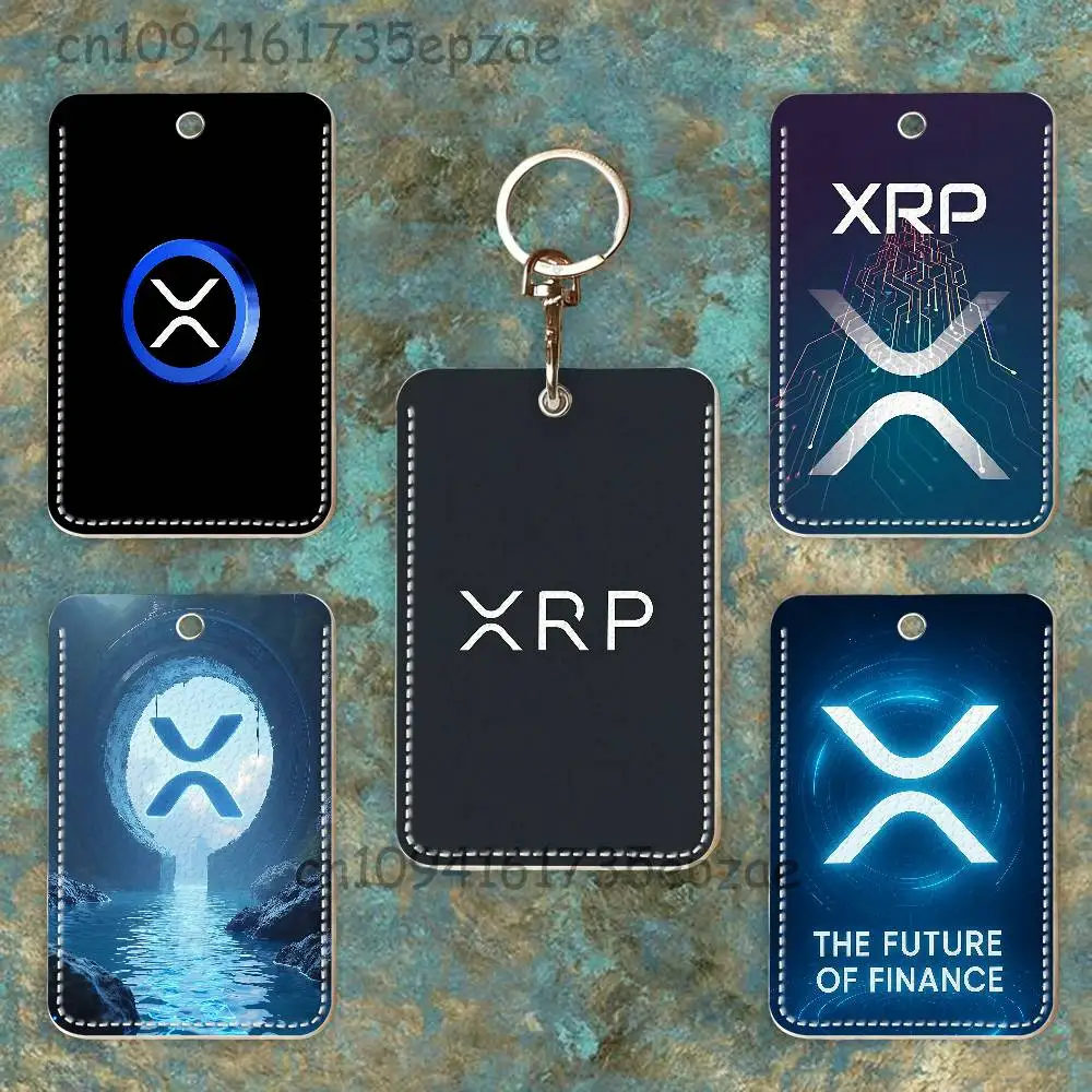 

Xrp Ripple Crypto Premium PU Leather Card Holder Card Case with Metal Carabiner,Customizable Design for Daily Use