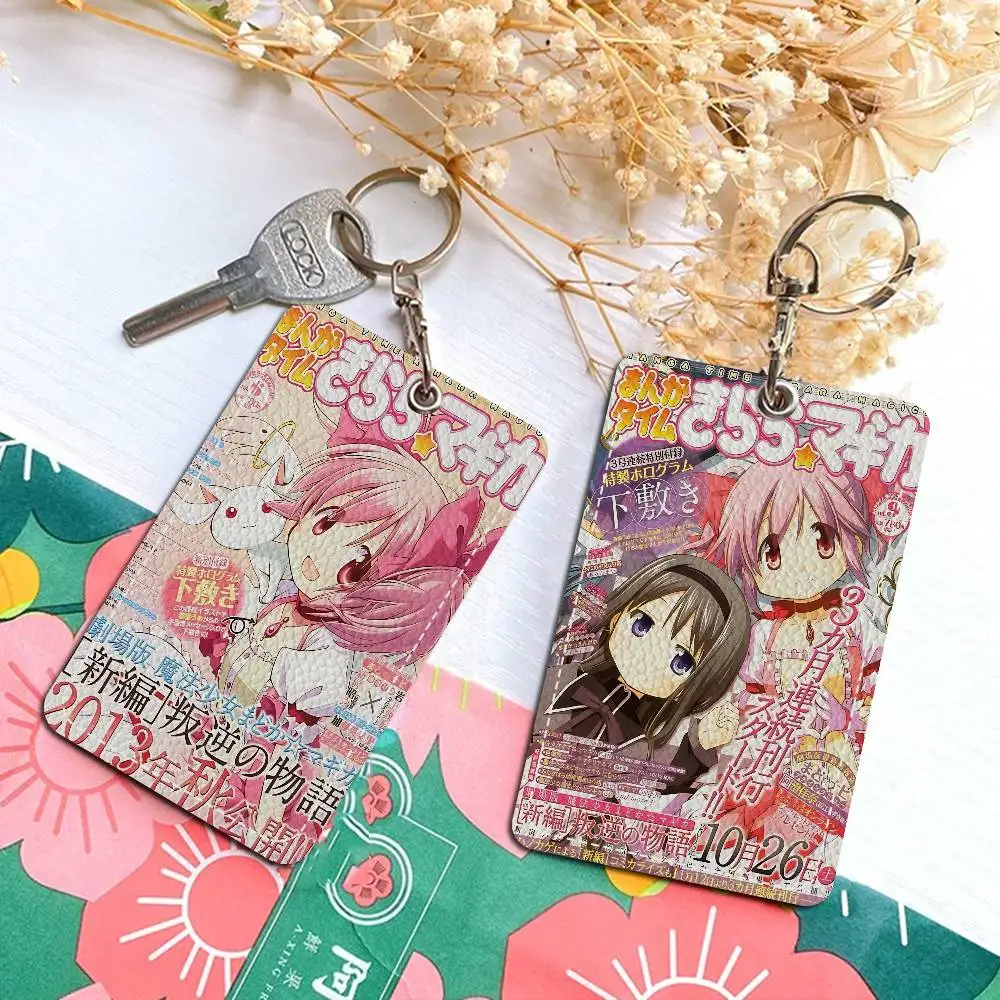 Puella Magi Madoka Magica حامل بطاقة مناسبة للبنك الأعمال حامل بطاقة العمل بطاقة الهوية الائتمانية شارة حقيبة حامل المفاتيح #5