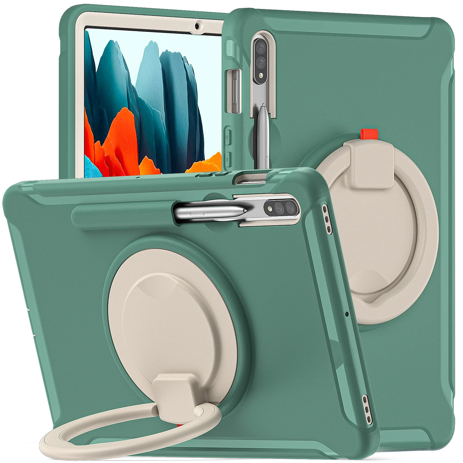 Para Samsung Galaxy Tab S7 S8 Plus 12.4 polegadas Case Pen Slot Para Galaxy Tab A7 A8 10.5 Polegada Handheld Swivel Stand Drop Protective