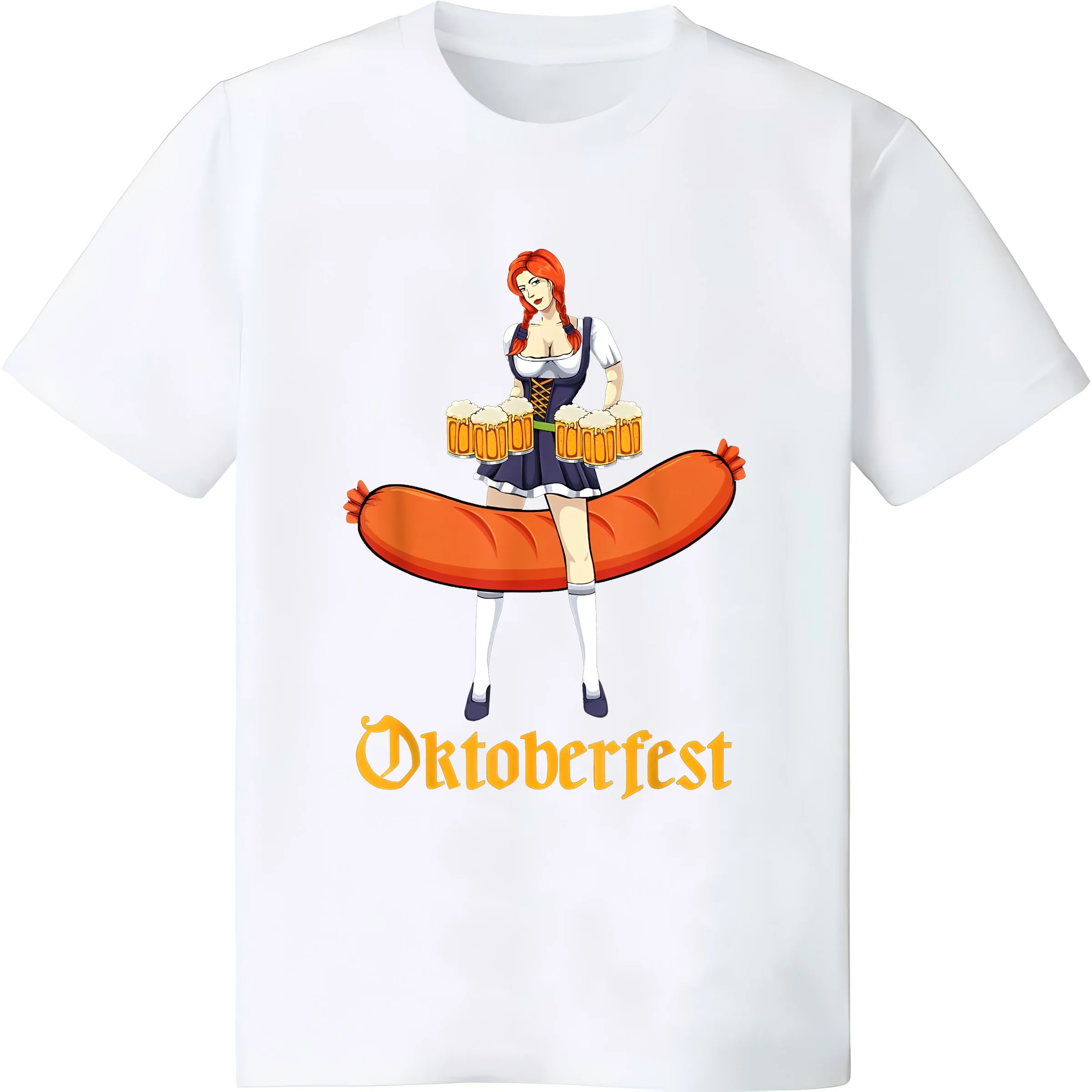 Barmaid Oktoberfest Cute German Woman Dirndl Bratwurst Beer T-Shirt