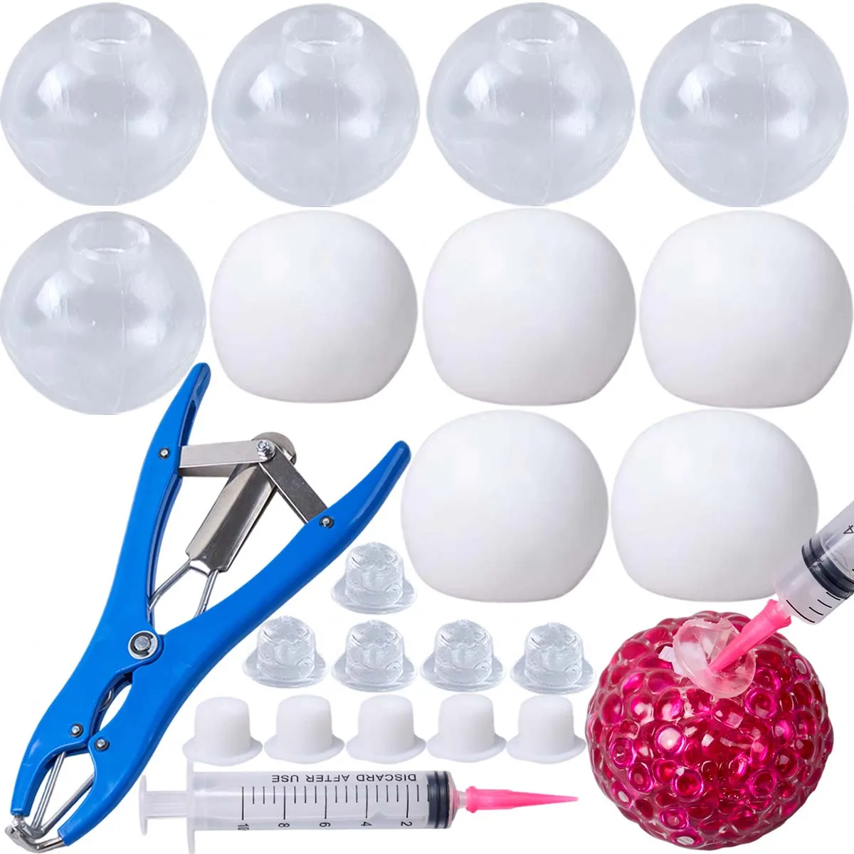 Dekorative Bälle Bastelset 10 Stück 6cm TPR Leere Ballhüllen mit Expander-Zange DIY Handgemachter Quetsch-Stressball Spielzeug für Erwachsene