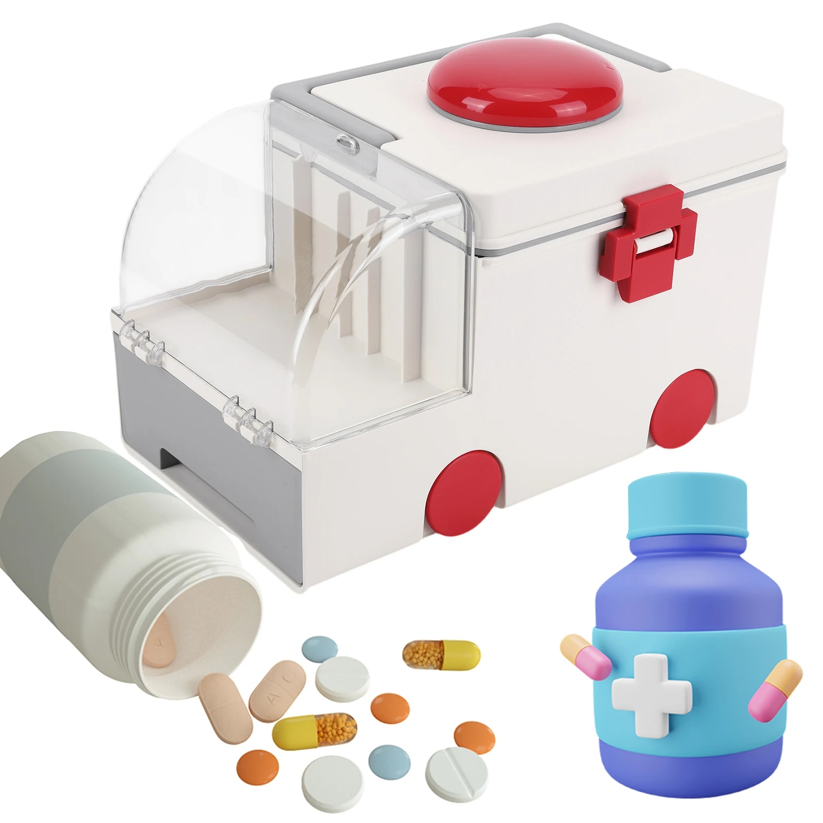 Autovormige plastic EHBO-kit Grote capaciteit Medicijnclassificatie Opbergkoffer Slijtvast voor voorbereiding op noodsituaties