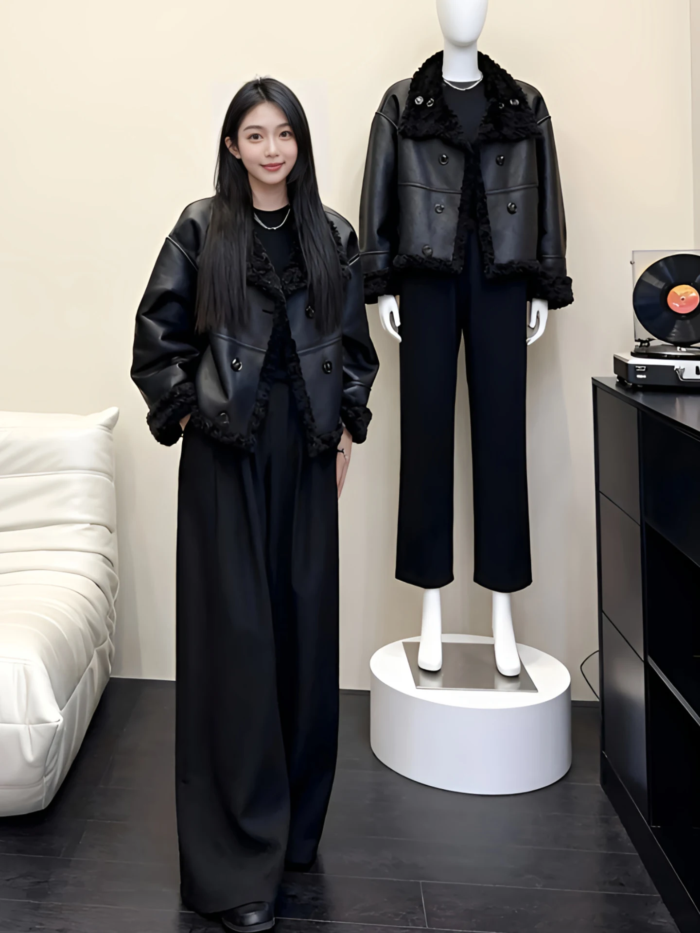 

Модная женская зимняя куртка 2025 с меховым воротником в стиле пэчворк, двусторонняя, удобная, для повседневной носки и поездок на работу