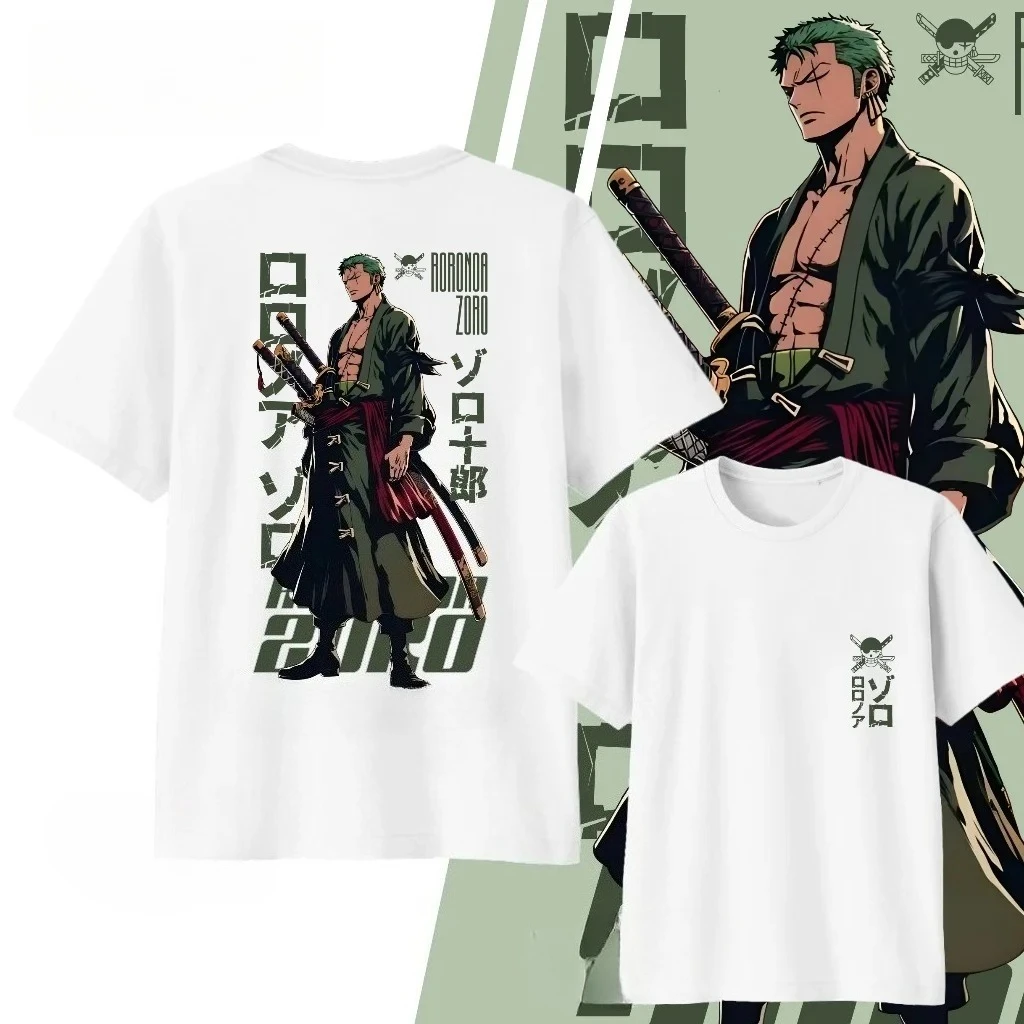 One Piece Trafalgar D. Water Law Unisex Pure Cotton T-shirt 2026 Summer Anime Print Loose Casual Parent-child Short Sleeved Top