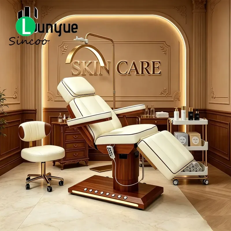 3 Motor Electric Facial Massage Bed Luxury Beauty Spa Treatment Table Adjustable Makeup Chair for Skin Care Clinic