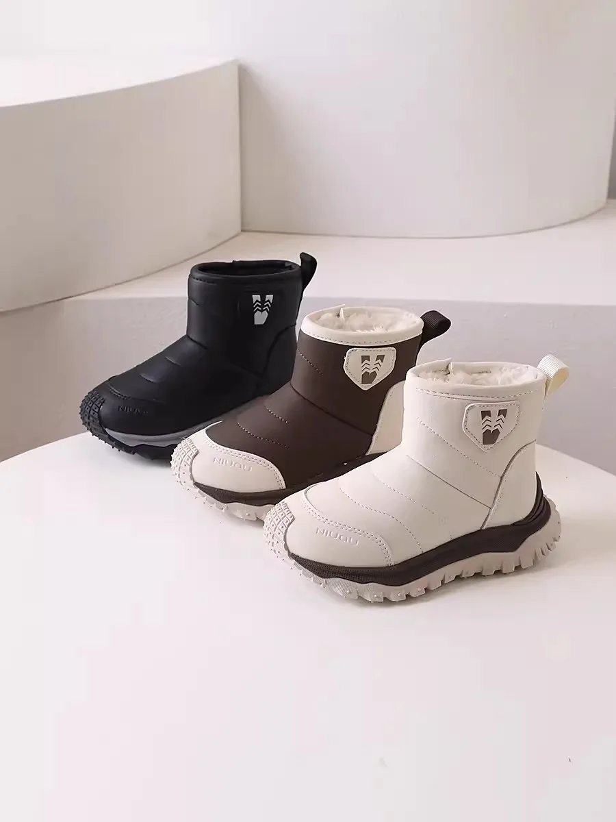 

Children's Fashion Big Cotton Snow Boots Winter New Leisure Girls Warm Shoes Boys Plush Thickened Short Boots 27-37