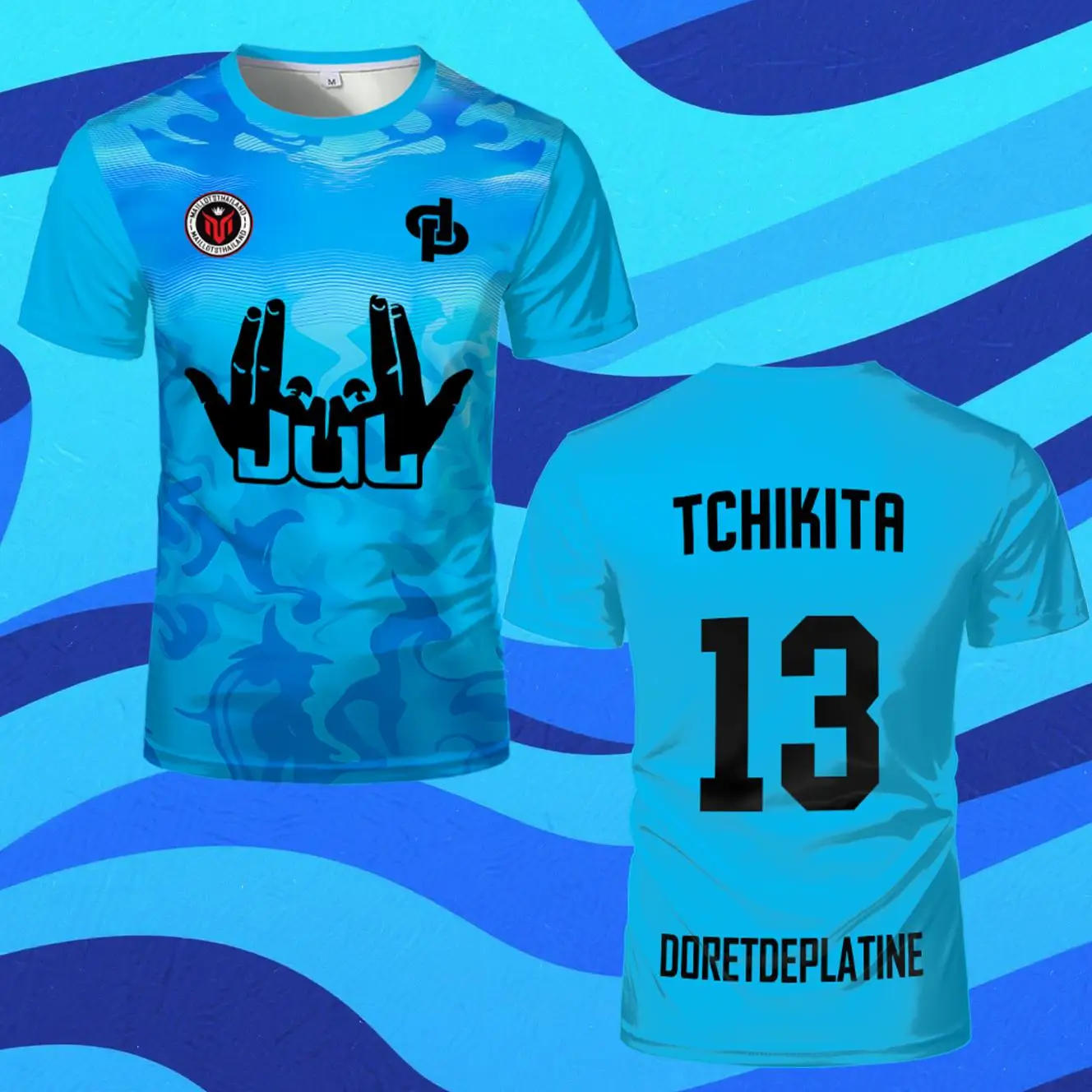 Rap francés TCHIKITA Maillot JUL camiseta Juldtp DORETDEPLATINE estampado patrón fitness ropa deportiva transpirable cómoda tops
