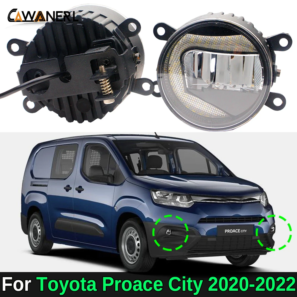 2IN1 Design LED Fog Light Assembly For Toyota Proace City 2020 2021 2022 Car Canbus Fog Lamp with Daylight DRL 30W High Bright