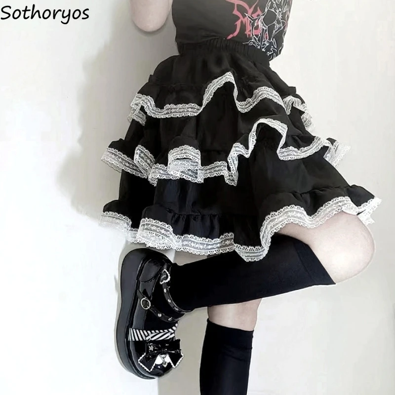 

Ball Gown Y2k Skirts Women Mini Sweet Bow Design Aesthetic Girlish Lolita Style All-match Soft Tender Gothic Streetwear Summer