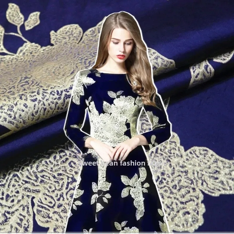 

Металлическая проволока, парча, жаккардовая ткань, цветочный костюм, пальто, платье, модный европейский брендовый дизайн, материал для шитья своими руками, ткань по метрам