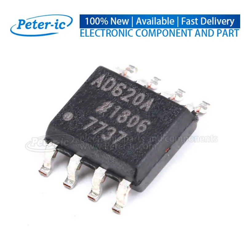 (5pcs)AD620ARZ-REEL AD620A SOIC-8 500pA 30uV 1MHz Single Channel Instrumentation Amplifiers SOP8 Available Peter-ic