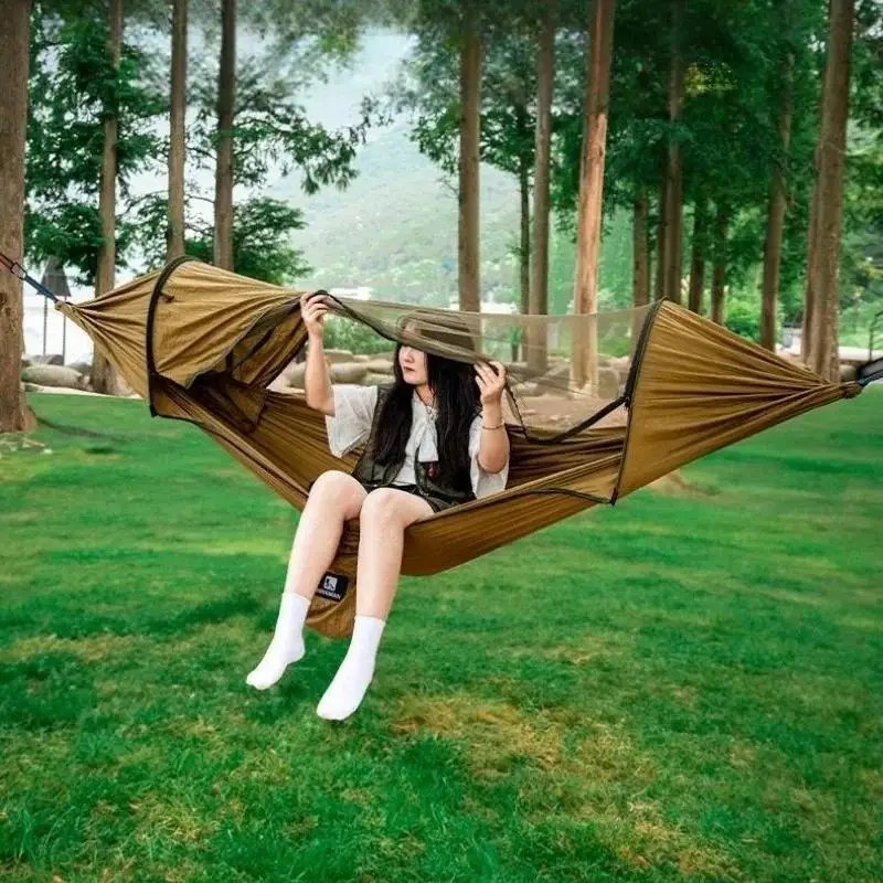 Outdoor Camping Sunshade Mosquito Proof Hammock Adult Anti Rollover Swing Quick Opening Portable Sunshade Hammock New