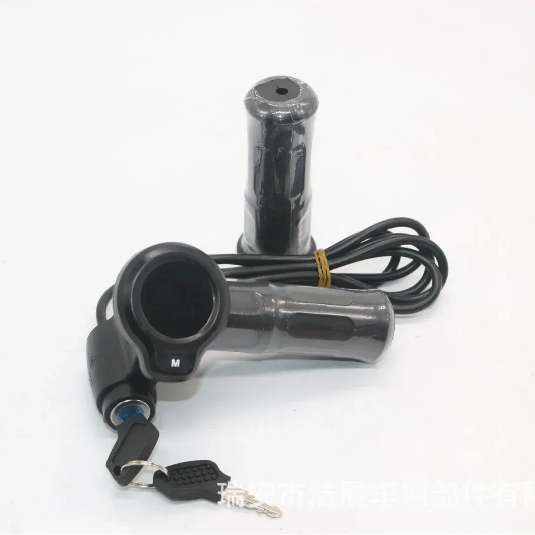 Electric vehicle assembly parts, handle with lock, handle with electric charge, speed and mileage displayed