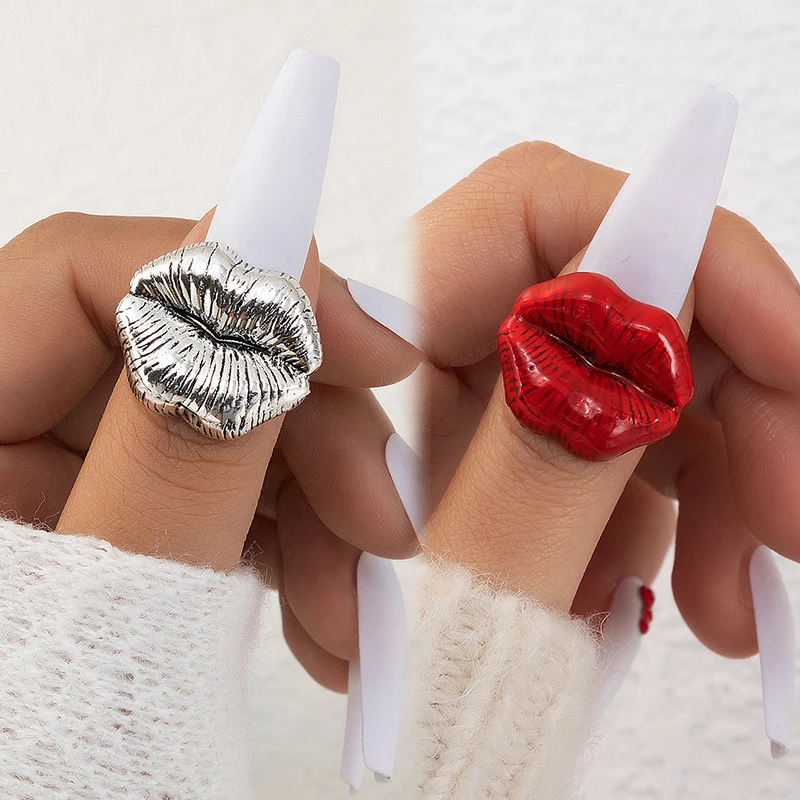 Lip Shape Finger Ring Statement Finger Jewelry Accessories Punk Style Ring Gift