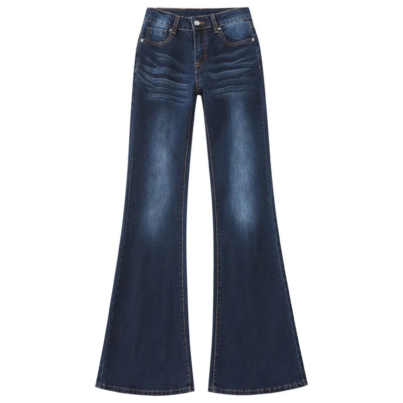 Y2K Jeans svasati a vita bassa da donna casual Autunno 2025 Pantaloni in denim vintage elasticizzati slim fit Retro Chic da indossare ogni giorno