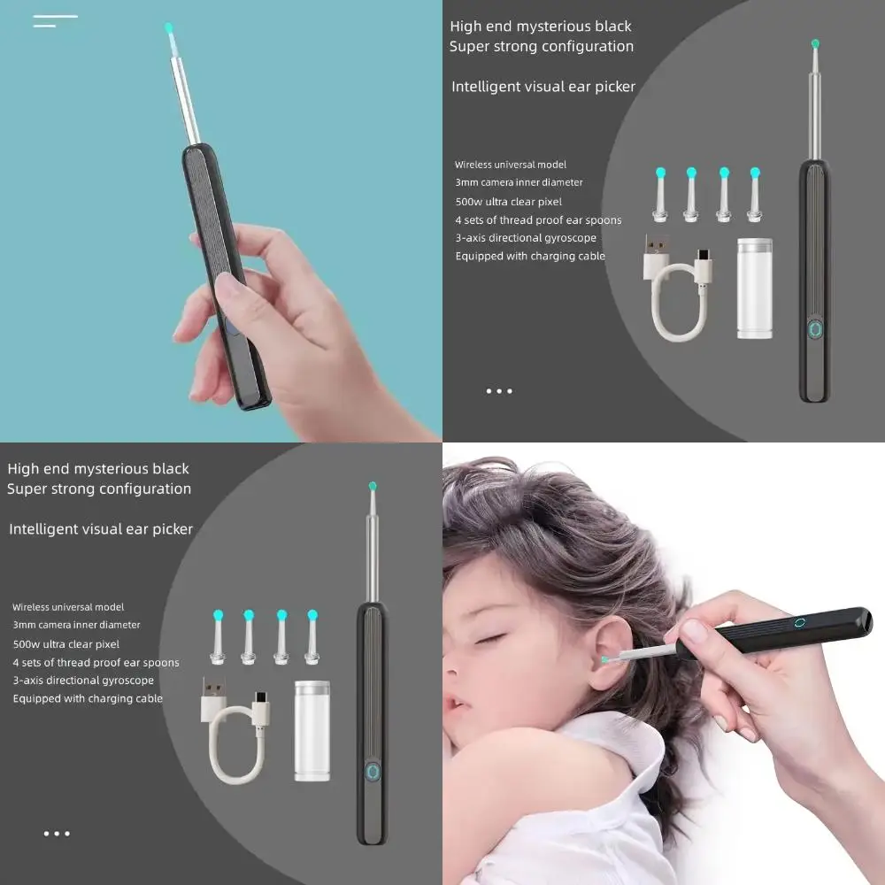 Wireless Connected Ear Wax Removal Endoscope Otoscope for iPhone, iPad, Android - Premium Earwax Remover Tools by JinanjunPOKUJE